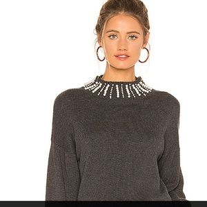 Central Park West Pearl Mock Neck Sweater